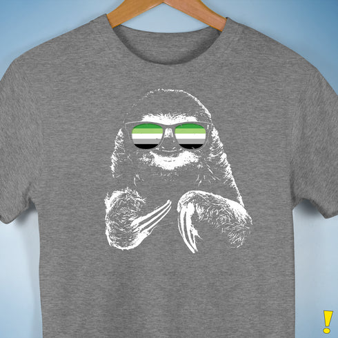 Pride Sloth Aromantic Flag Sunglasses Premium Unisex T-Shirt - Grey Heather